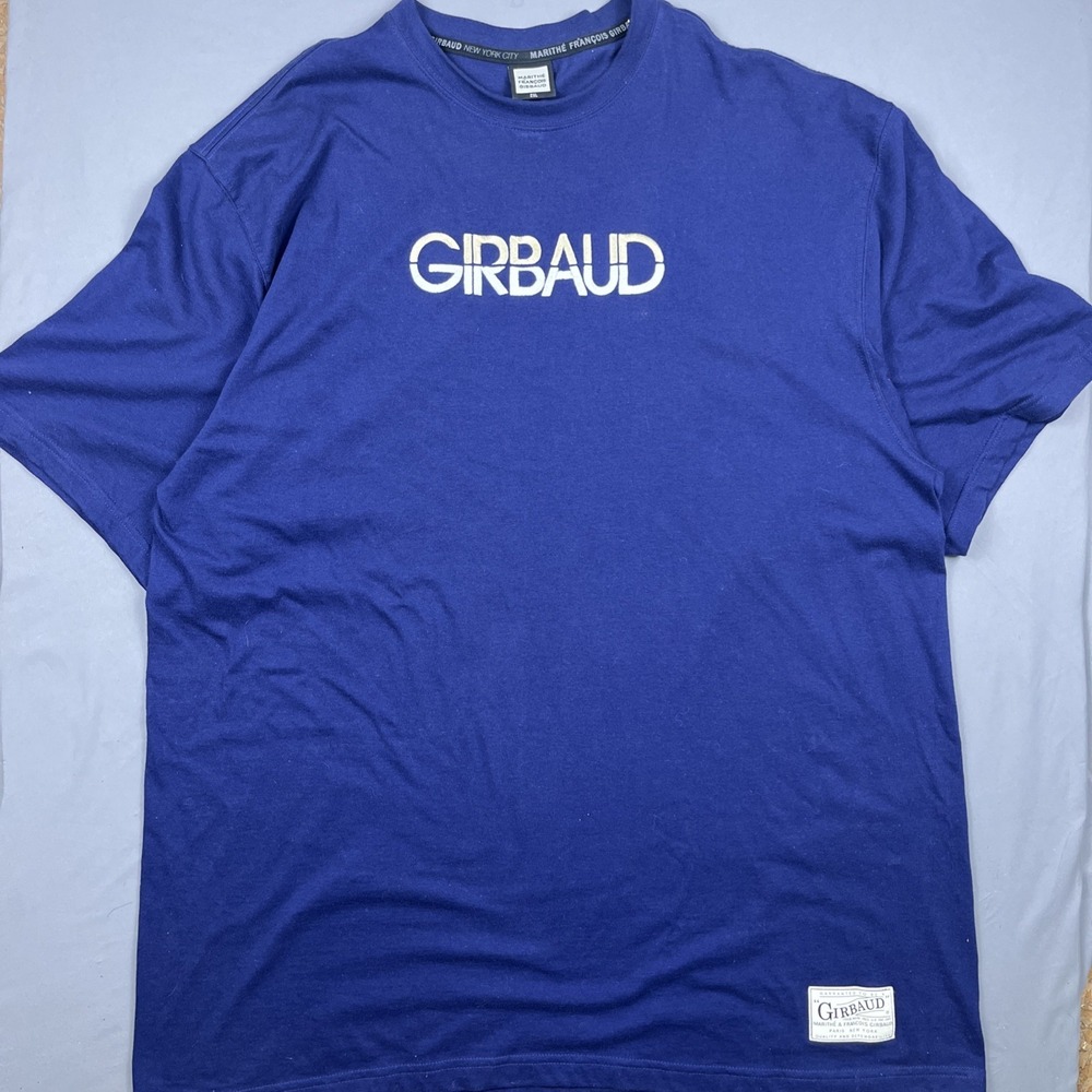 Marithe Francois Girbaud Mens 2XL‎ Embroidered Navy Blue Tee Short Sleeve Y2K